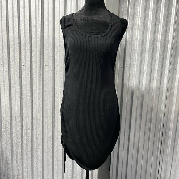 Reformation Black Ribbed Knit Midi Tank Dress XL Casual Stretchy - Picture 2 of 11